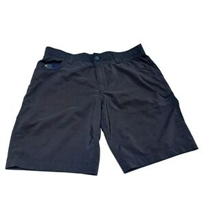 William Murray Golf Shorts Mens 34W Black Plaid Accent Performance Preppy Club